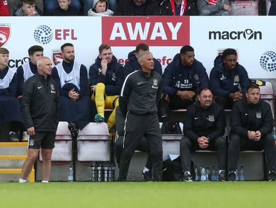 Keith Curle observes from the touchline. Picture: Pete Norton