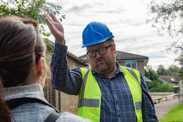 Nick Hartley of Ebsford Environmenal pictured talking to a Chronicle & Echo reporter.