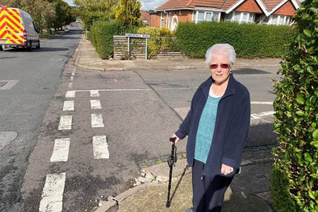 Venetia Earp-Jones wants the council lower the kerbs on Ennerdale Road