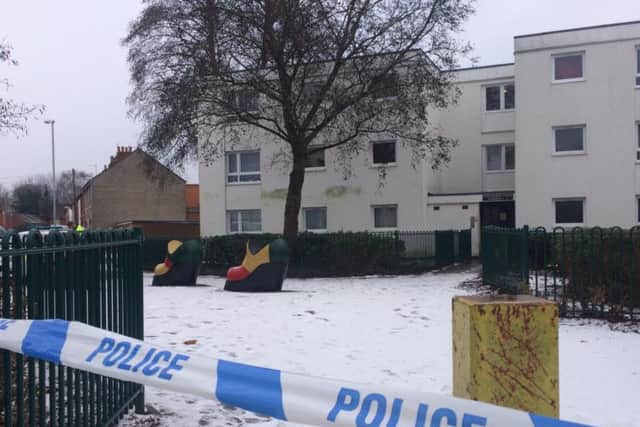 A witness reportedly heard "a giggling sound" as the five men ran from the scene.