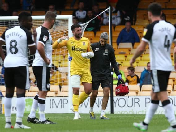 Steve Arnold suffered a hamstring strain on his Cobblers debut at Port Vale (Pictures: Pete Norton)