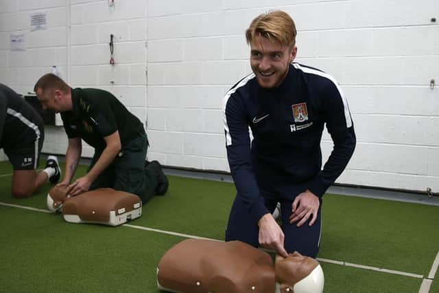 Ryan Watson took part in a session put on by the East Midlands Ambulance Service Trust to teach some of the players and staff how to perform life saving CPR (Pictures: Pete Norton)