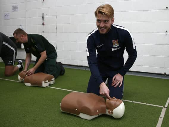 Ryan Watson took part in a session put on by the East Midlands Ambulance Service Trust to teach some of the players and staff how to perform life saving CPR (Pictures: Pete Norton)