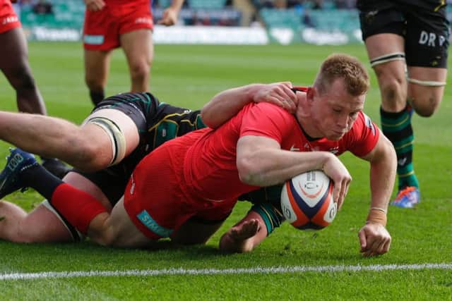 Nick Tompkins was the Saracens hat-trick hero