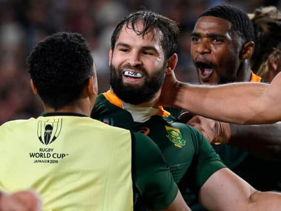 Cobus Reinach ran in for a World Cup hat-trick for South Africa against Canada