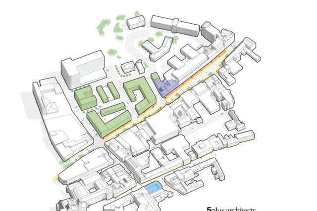Apartment blocks would be added to Abington Street in place of the BHS and M&s stores.
