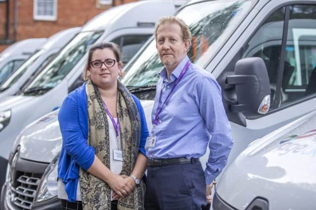 Service manager for Age UK Northamptonshire, Fern Overton pictured with chief executive, Christopher Duff, by Kirsty Edmonds.