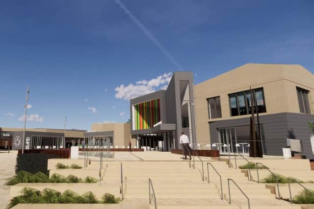 An artist's impression of how the new cinema and public square will look