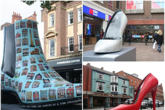 Three giant shoes in Northampton town centre have been taken away because of vandalism...