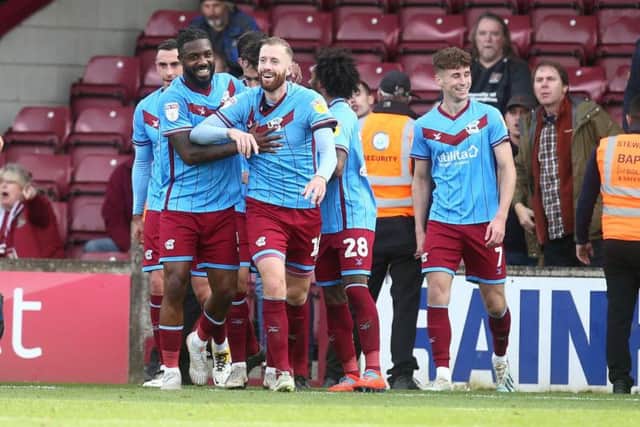Kevin van Veen's celebration did not go down well with Cobblers fans. Picture: Pete Norton