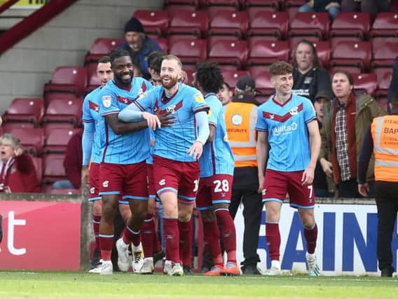 Kevin van Veen's celebration did not go down well with Cobblers fans. Picture: Pete Norton