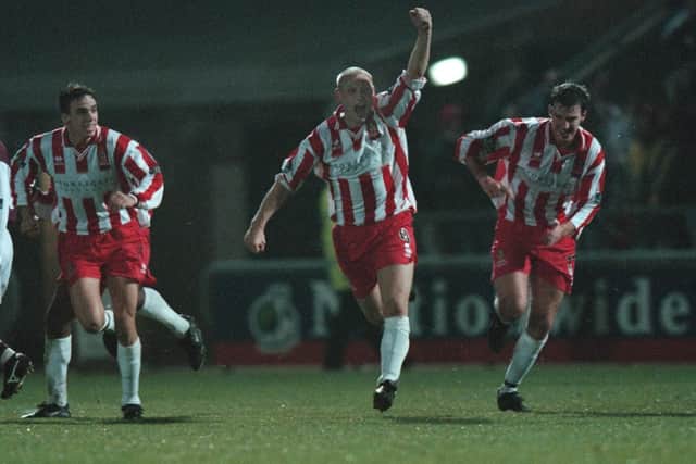 A late Daryl Clare goal won a Friday night five-goal thriller. Former Town strike Neil Grayson (pictured) had made it 2-2 on 83 mins. The other Cobblers goals were scored by Dave Savage and Carlo Corazzin