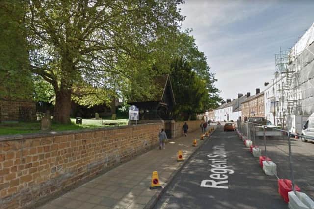The man was attacked on Sheep Street and dragged into the grounds of the Holy Sepulchre Church. Photo: Google