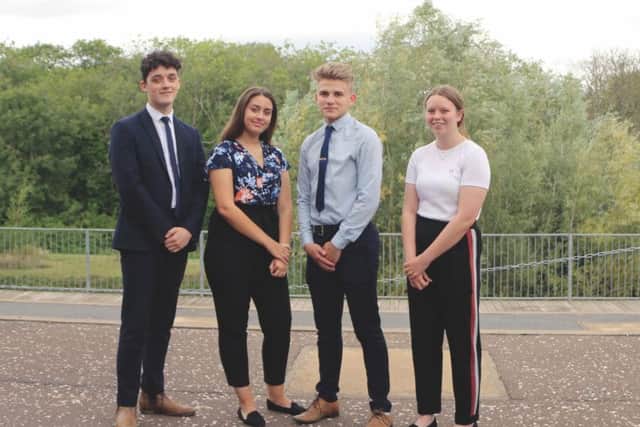 Pictured left to right: Deputy head boy Ben Suter, head girl Andrea Hobeanu, head boy Robert Padley-Smith and deputy head girl Ria-May Berry.