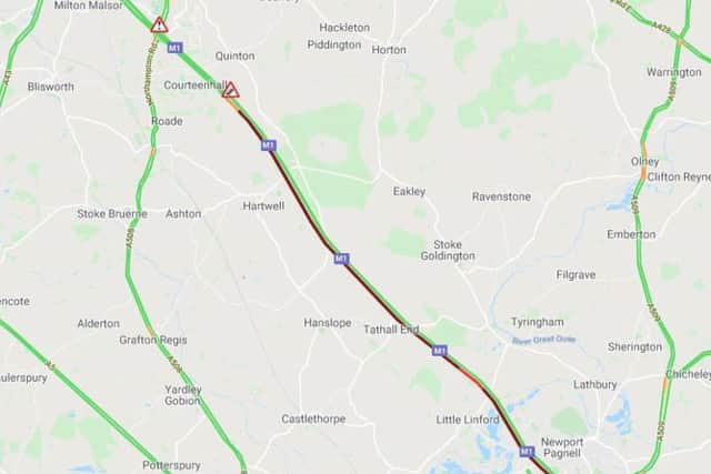 Queues on the M1 after the crash near Northampton. Photo: AA