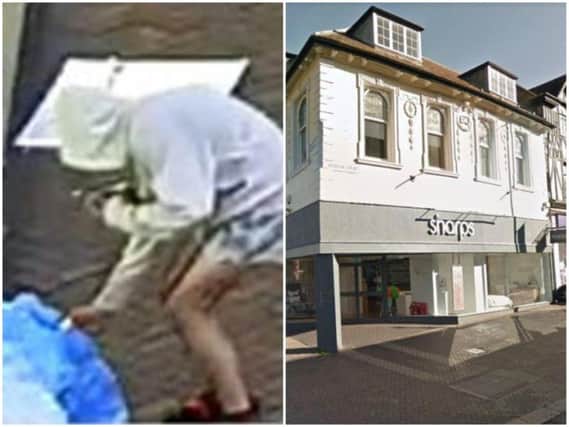 A man is wanted after five bags of rubbish outside a Northampton shop was set on fire in an arson attack.