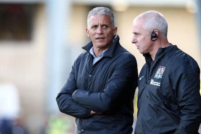 Keith Curle in conversation with David Kelly. Picture: Pete Norton