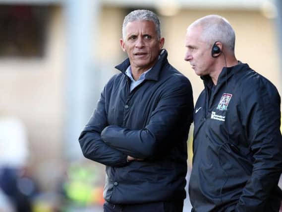 Keith Curle in conversation with David Kelly. Picture: Pete Norton