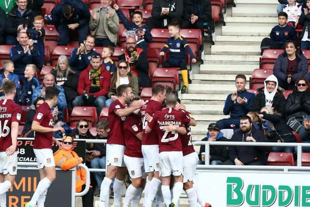 Cobblers celebrate their second goal