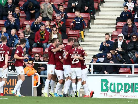 Cobblers celebrate their second goal