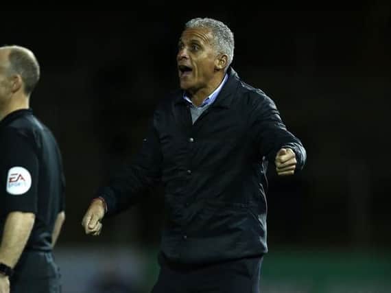 Cobblers boss Keith Curle issues instructions to his team at Carlisle (Picture: Pete Norton)