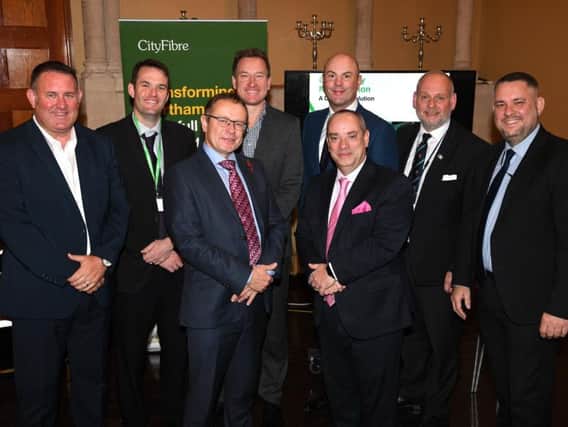 Councillors with representatives from CityFibre at the superfast broadband meeting at the Guildhall