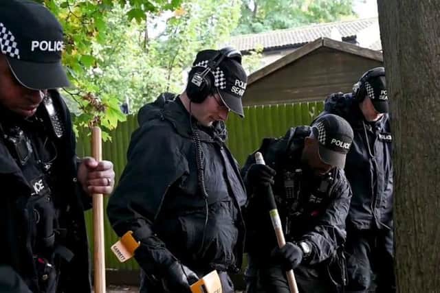 Officers search public spaces in Blackthorn, Northampton. Photo: Northamptonshire Police