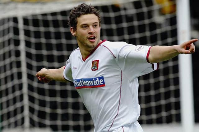 Marc Richards celebrates his stunning strike at Hull City in April, 2004