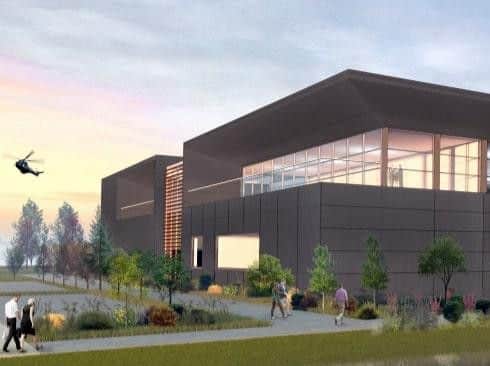 An artist's impression of how the new Racing Point team HQ will look at Silverstone. Picture from Design and Access Statement