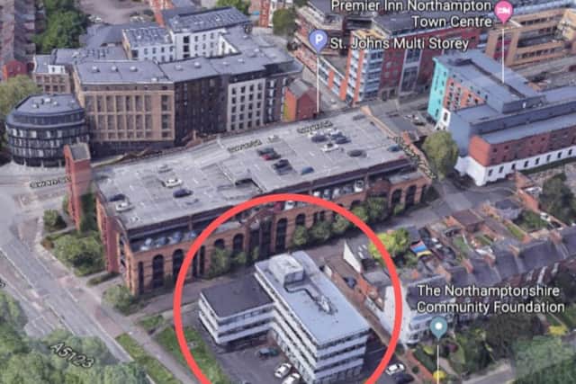 Albion House (circled) is next to St John's multi-storey car park