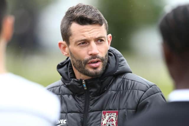 Marc Richards gets his message across to some Town youngsters