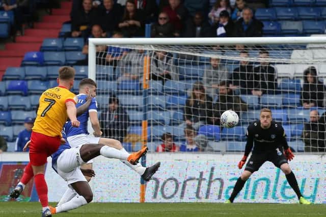 Sam Hoskins scored a sensational goal in Cobblers' 5-2 win at Oldham on the final day of last season. Pictures: Pete Norton
