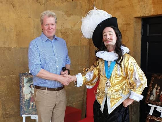 Charles Spencer with Daniel Williams aka King Charles I at Althorp House