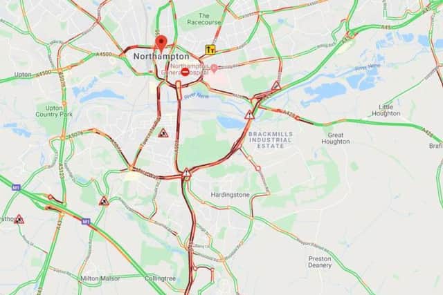 The AA map at 5.30pm on Tuesday, November 12