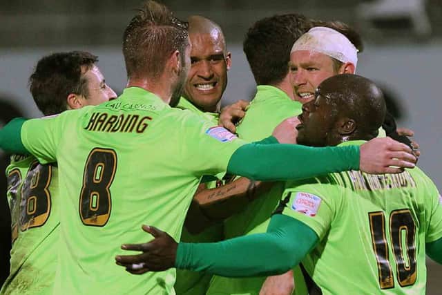 MASSIVE RELIEF - the Cobblers players celebrate Kelvin Langmead's late equaliser (Picture: Sharon Lucey)