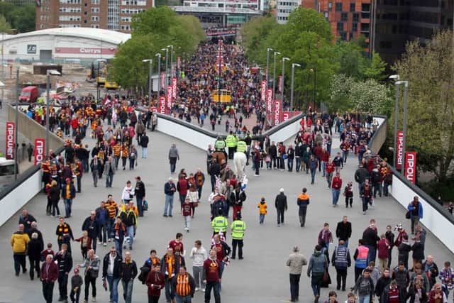 Cobblers fans arriving at Wembley Stadium ahead of the League 2 Play-offs.