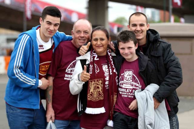 Cobblers fans arriving at Wembley Stadium ahead of the League 2 Play-offs.
