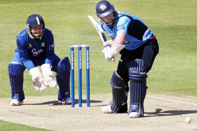 MAIN MAN - Steven Crook in batting action for Steelbacks against Warwickshire on Sunday (Picture: Kirsty Edmonds)