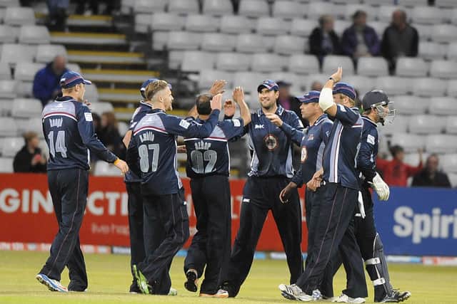 GOOD NIGHT - Steelbacks celebrate a wicket in their Friends Life t20 win over Gloucestershire last Friday