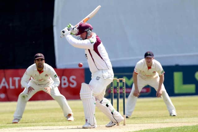 David Sales leaves a ball alone on day one against Lancashire