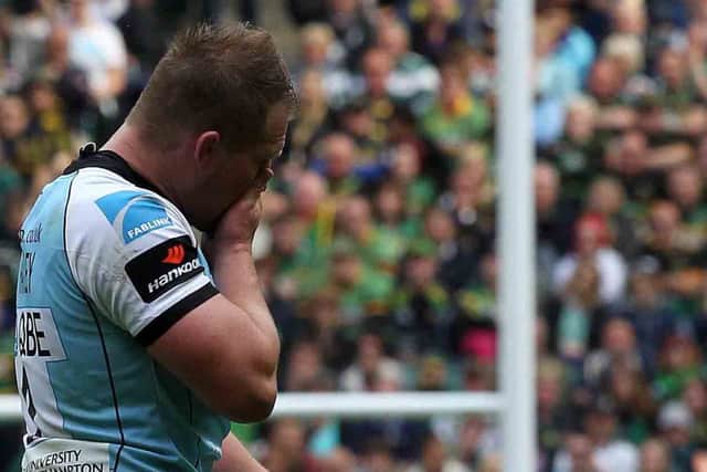 WALK OF SHAME - Dylan Hartley leaves the field after being sent off in the Aviva Premiership Grand Final at Twickenham in May (Picture: Sharon Lucey)