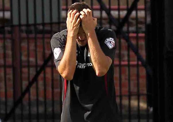 DISTRAUGHT - Darren Carter shows his dismay following his sending off at York City (Pictures: Sharon Lucey)