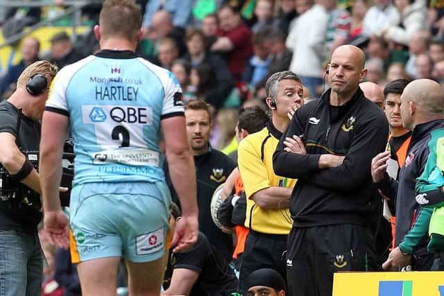 KEY MOMENT - Dylan Hartley was dismissed during Saints' Premiership final defeat to Leicester (picture by Sharon Lucey)