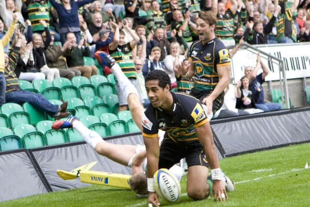 A PISI THE ACTION - Ken Pisi is all smiles after scoring against Exeter (picture by Linda Dawson)