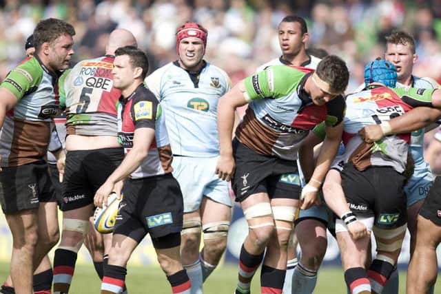 CLOSE ENCOUNTER - Saints were edged out at The Stoop in May (picture by Linda Dawson)