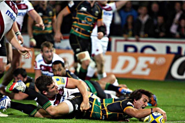 KEY SCORE - Lee Dickson's try earned Saints a bonus point against Sale (picture by Kelly Cooper)