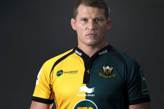 READY FOR A TESTING MONTH - Dylan Hartley, pictured in Saints' new cup competition kit, says he and his team-mates still have a lot of improving to do
