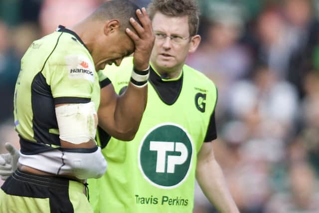INJURY DOUBT - Luther Burrell leaves the Welford Road pitch at the weekend (Picture: Linda Dawson)