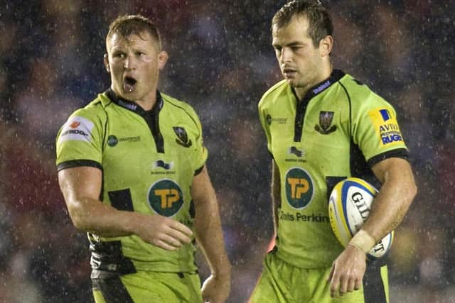 FULL OF PRAISE - Dylan Hartley (left) was happy to see Stephen Myler (right) and Luther Burrell join him in the England squad (Picture Linda Dawson)
