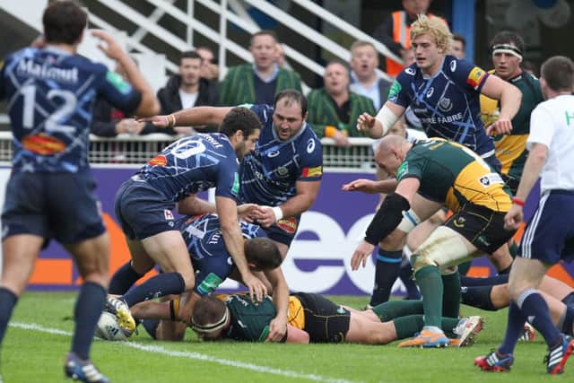 TRY GUY - Dylan Hartley scored against Casres in October, but cut a frustrated figure after the game (below) (Pictures: Matthew Impey)